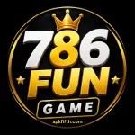 786Fun Game logo with bold golden and white “786 FUN GAME” text on a black background, designed in a premium gaming style.