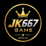 JK667 Game logo with a premium golden crown icon and bold text on a black background, designed in a modern gaming style.