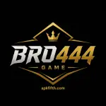 BRO444 Game black and gold gaming logo with modern style on dark background.